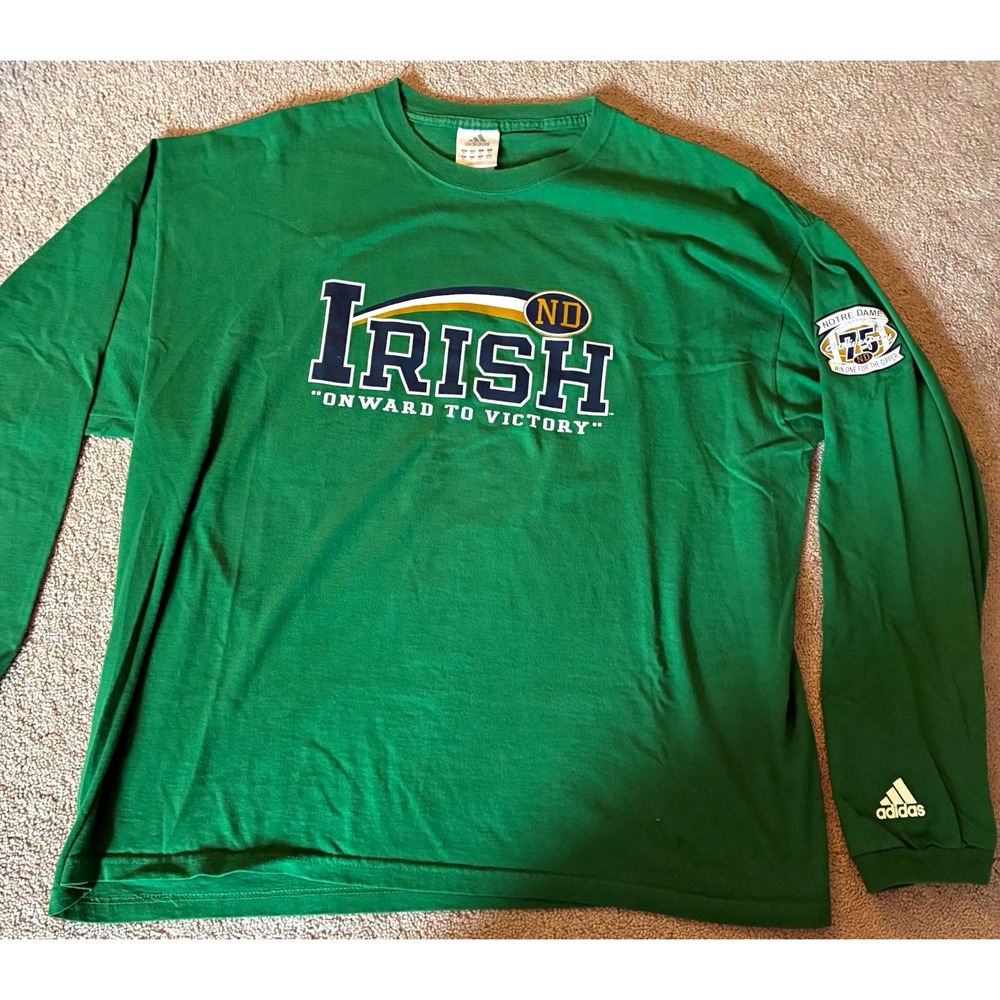 adidas Notre Dame Fighting Irish 75th Anniversary Green Long Sleeve Shirt XL